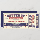 Vintage Baseball Ticket Birthday Invitation (Front/Back)
