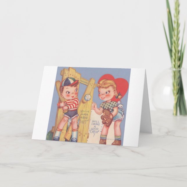 Vintage Baseball Valentine's Day Card (Front)