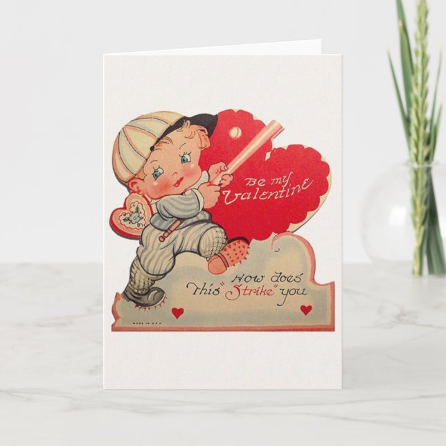 Vintage Baseball Valentine's Day Card (Front)