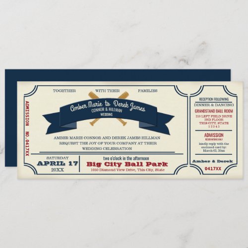 Vintage Baseball Wedding Invitation