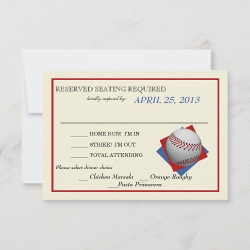 Vintage Baseball Wedding Reply RSVP Card