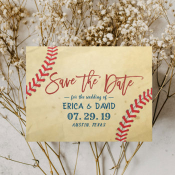 Vintage Baseball Wedding Save The Date Announcement Postcard by myinvitation at Zazzle