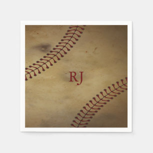Vintage Baseball with Name Paper Napkins