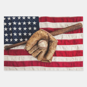 Vintage Baseball Wrapping Paper Sheets