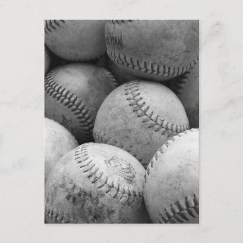 Vintage Baseballs in Black and White Postcard
