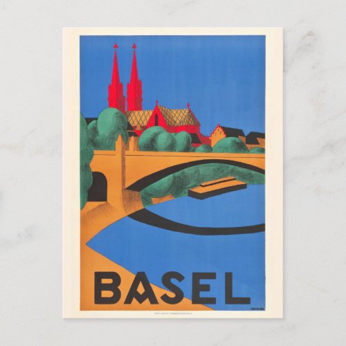 Vintage Basel Switzerland Travel Postcard