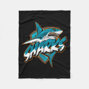 Vintage Basic Animal Funny Shark Retro Cute Meme  Fleece Blanket