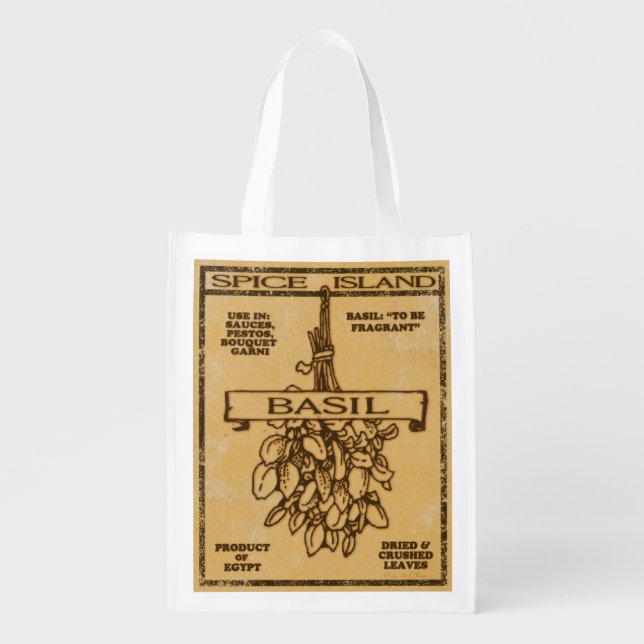 Vintage Basil Seed Packet, grocery bag (Front)