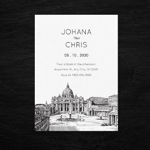 Vintage Basilica cathedral wedding Invitation