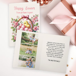 Vintage Basket Chick Eggs Photo Holiday Card