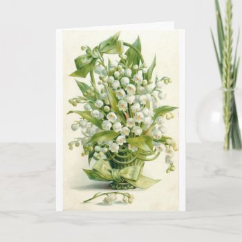 Vintage Basket Of Lily Of The Valley  Card by AsTimeGoesBy at Zazzle