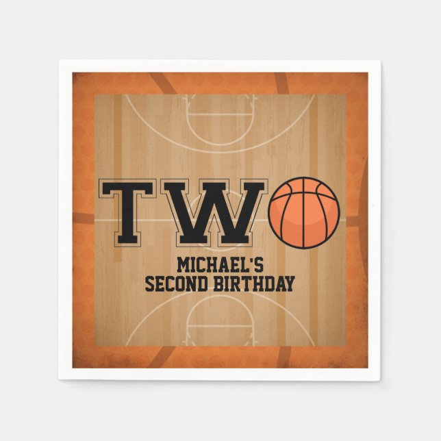 Vintage Basketball 2nd Birthday Napkins (Front)
