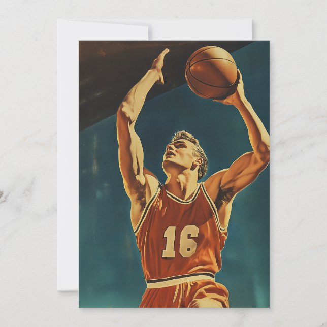 Vintage Basketball Action Shot Invitation (Front)