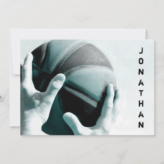 Vintage Basketball Bar Mitzvah Invitation (Front)