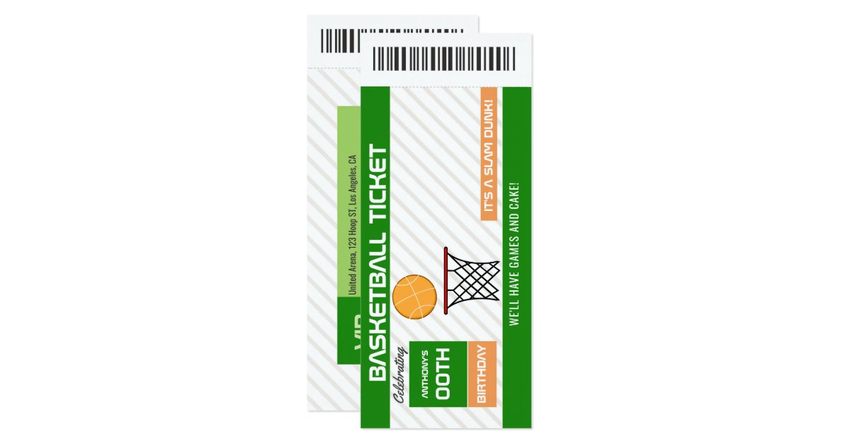 Vintage Basketball Birthday Party Ticket Invite Zazzle Com