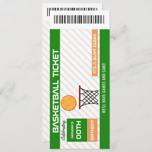 Vintage Basketball Birthday Party Ticket invite