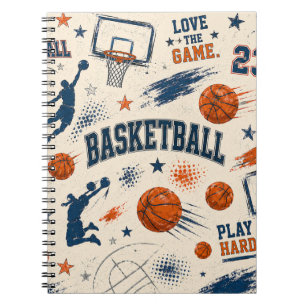 Vintage Basketball Game Day Sports Pattern Notebook