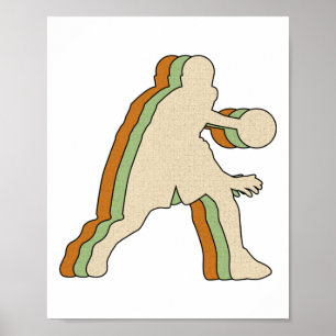 Vintage Basketball Player - Retro Motion Dribble A Poster