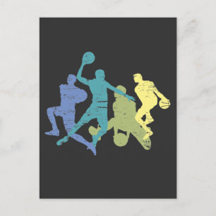 Vintage Basketball Player Tricks Ball Sport Lover Postcard
