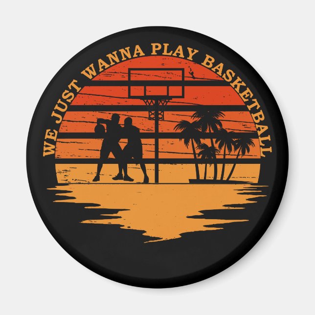 Vintage basketball players magnet (Front)