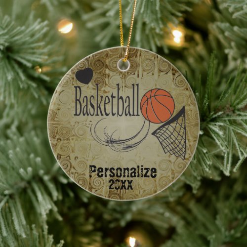 Vintage Basketball Sport Ceramic Ornament
