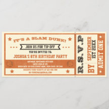 Vintage Basketball Ticket Birthday Invitation