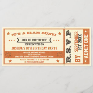 Vintage Basketball Ticket Birthday Invitation