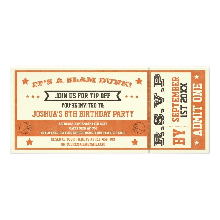 Vintage Basketball Ticket Birthday Invitation Zazzle Com