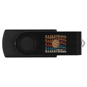 Vintage Basketball Typography Retro Sports Design Flash Drive