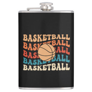 Vintage Basketball Typography Retro Sports Design Flask