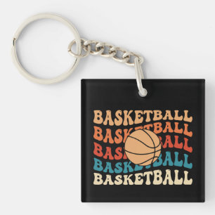 Vintage Basketball Typography Retro Sports Design Keychain