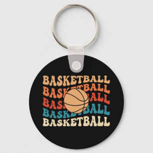 Vintage Basketball Typography Retro Sports Design Keychain