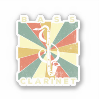 Vintage Bass Clarinet Player Music Retro Gift Sticker