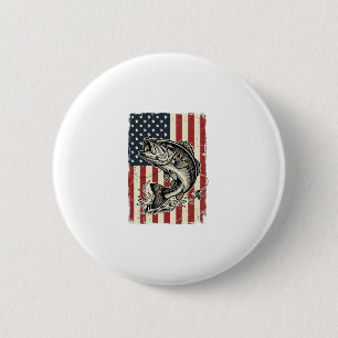 Vintage Bass Fishing American Flag Shirt Design_1 Button