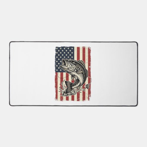 Vintage Bass Fishing American Flag Shirt Design_1 Desk Mat