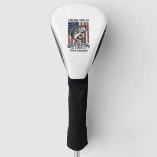 Vintage Bass Fishing American Flag Shirt Design (2 Golf Head Cover