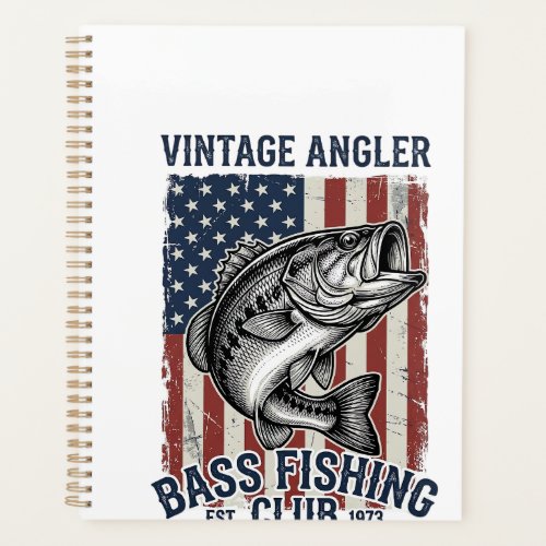 Vintage Bass Fishing American Flag Shirt Design (2 Planner
