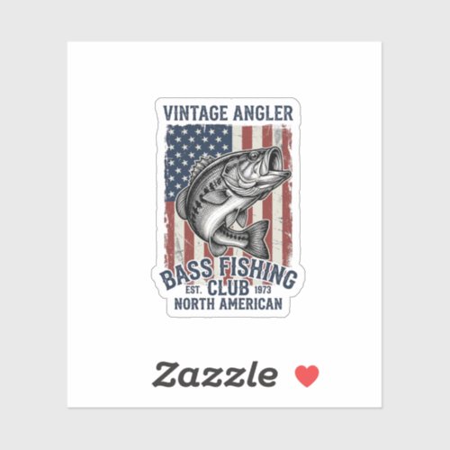 Vintage Bass Fishing American Flag Shirt Design (2 Sticker