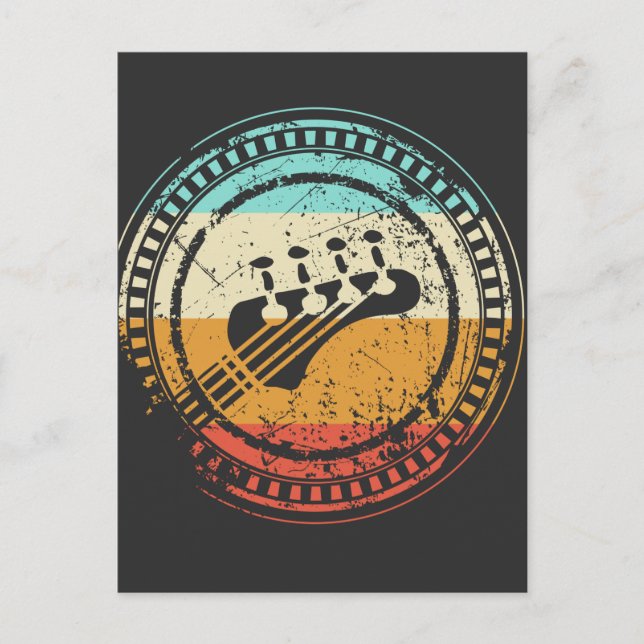 Vintage Bass Guitar Headstock Retro Guitarist Postcard (Front)