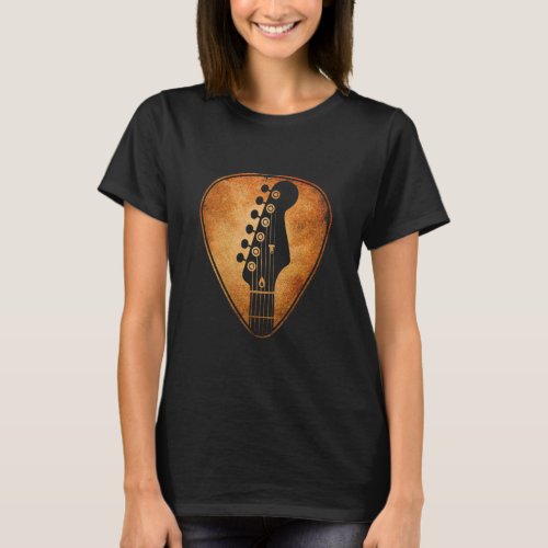Vintage Bass Guitar Pick Headstock for Bassist Bas T_Shirt