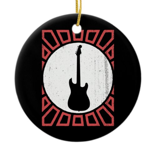 Vintage Bass Guitar Player Music Retro  Ceramic Ornament