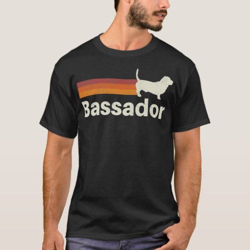 Vintage Bassador Retro Mom Dad Dog  T_Shirt