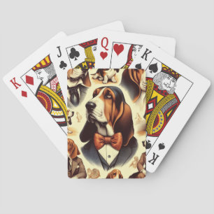 Vintage Basset Hound Illustration Poker Cards