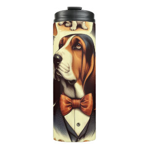Vintage Basset Hound Illustration Thermal Tumbler