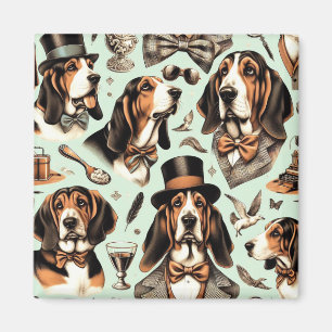 Vintage Basset Hound  Seamless Magnet