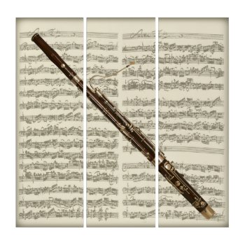 Vintage Bassoon On Bach Second Suite Manuscript Triptych by missprinteditions at Zazzle