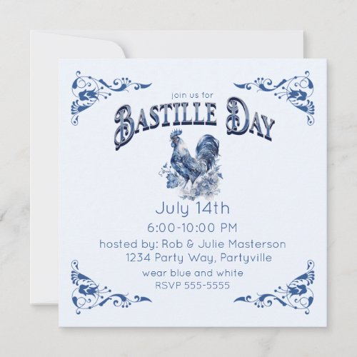 Vintage Bastille Day Rooster Invitation