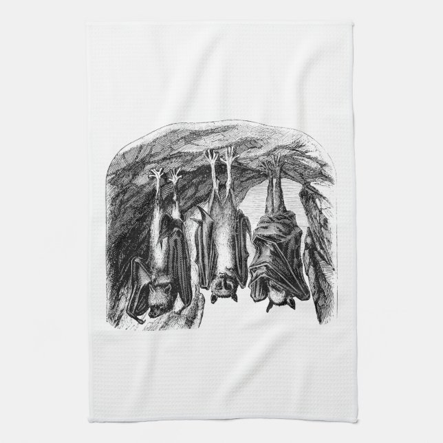 Vintage Bat 1800s Flying Fox Bat Towel (Vertical)
