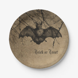 Vintage Bat Dracula themed Halloween Party  Paper  Plates