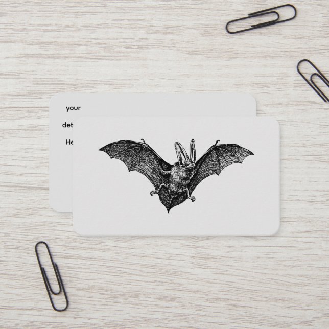 Vintage Bat Gothic Vampire Business Card (Front/Back In Situ)
